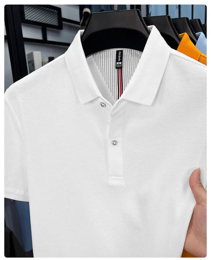 100% pure cotton high-end short sleeve polo shirt men's summer fashion new breathable Korean business casual golf brand T-shirt