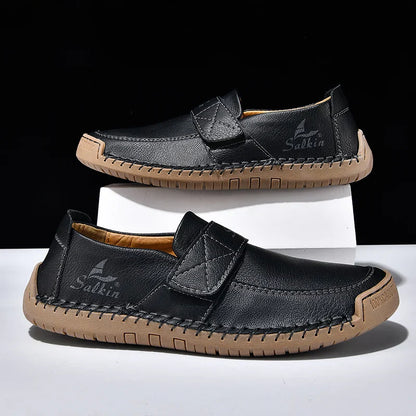 Men's Slip On Loafers Soft Leather Preppy Lightweight Breathable Driving Shoes Non Slip Daily Fashion Casual Outdoor Sneakers