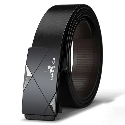 Black Belt Men, Genuine Leather Dress Designer Belts for men, Fashion Slide Ratchet Click Casual Mens Belt for Jeans