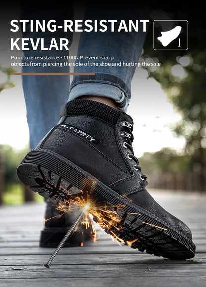 Latest Design Winter Plush Safety Boots Men Waterproof Steel Toe Indestructible Shoes Anti Smashing Puncture Proof Male Footwear