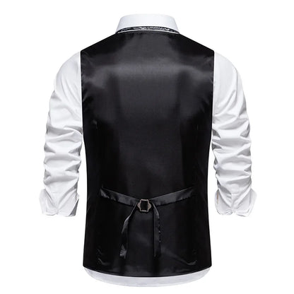 Men's Herringbone Vest Spring/summer V-neck Single Breasted Patchwork Waistcoat Slim Fit Mens Casual Suit Vest Best Dress