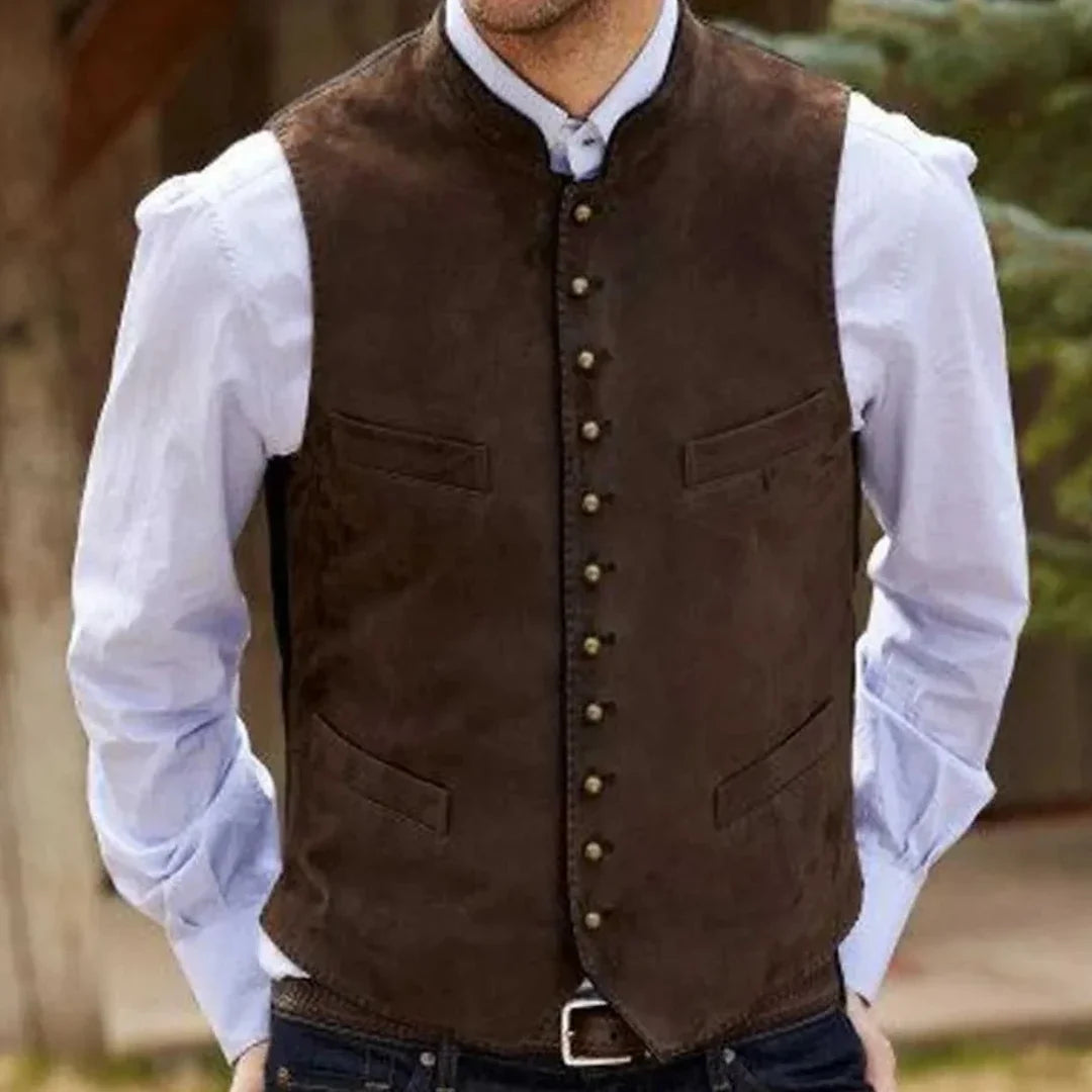 Men Vest Coffee Suede Velvet Single Button Waistcoat For Wedding Birthday Party Business Work Casual Daily Men Suit Vest