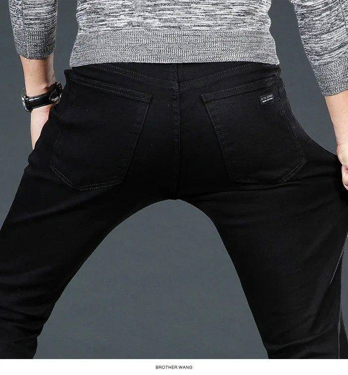 Men Plus Size Jeans 38 40 Slim Skinny Stretch Straight Classic Version of Simple Black Denim Pants Male Brand Clothing
