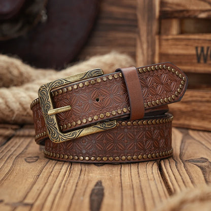 A Men's and Women's Casual Retro Belt Western Style! PU Leather Belt with Metal Buckle, Suitable for Daily Work Wear