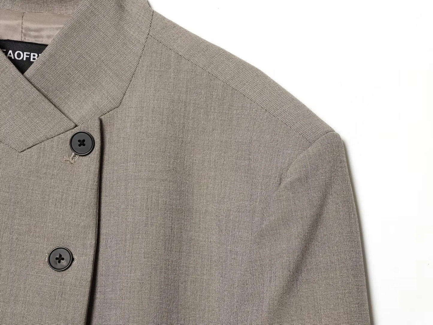 Vintage Solid Grey Elegant Woman Blazer Buttons Fashion 2026 Spring Office Lady Elegant Turtleneck Female Loose Outwear