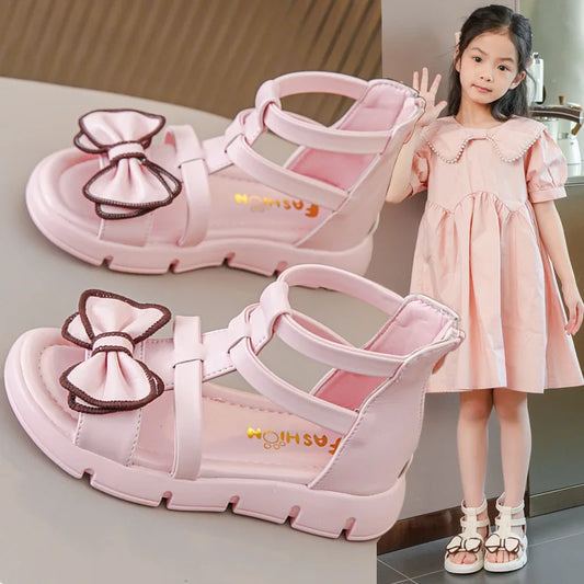 Girls Sandals Summer 2025 New Fashion Children Roman Shoes Middle and Large Children Soft Open Toe Little Girl Princess Shoes