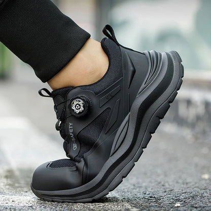 Large Size 48 Men's Summer Safety Shoes Rotating Button Work Sneakers Steel Toe Shoes Puncture-Proof Protection Shoes Security