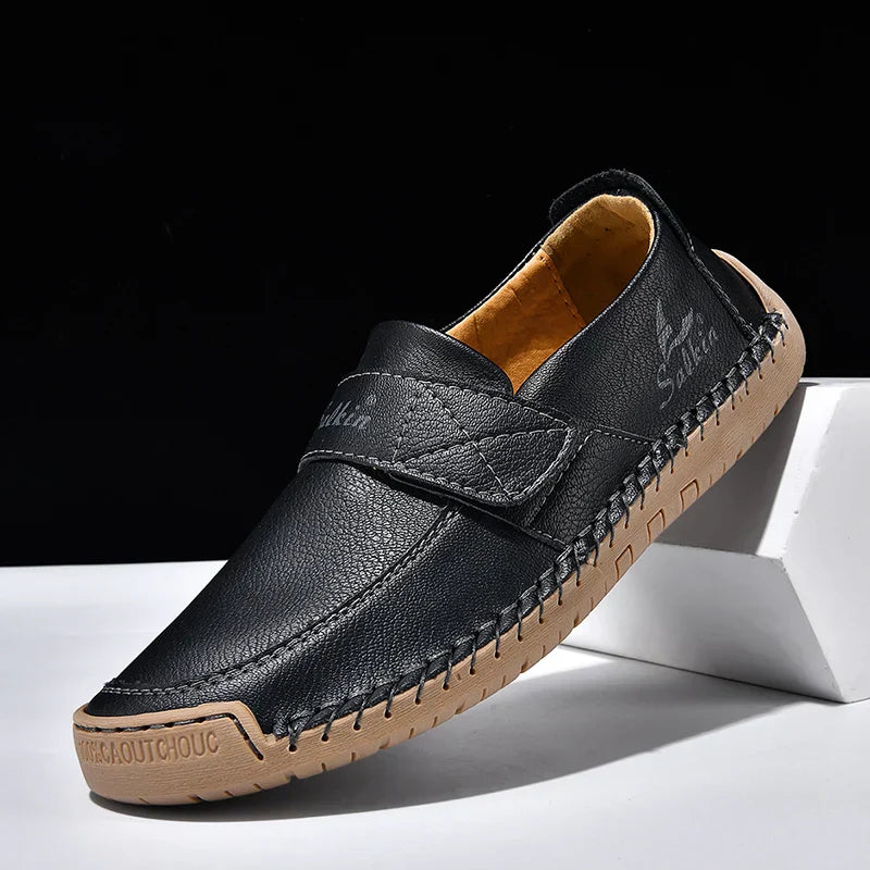 Men's Slip On Loafers Soft Leather Preppy Lightweight Breathable Driving Shoes Non Slip Daily Fashion Casual Outdoor Sneakers