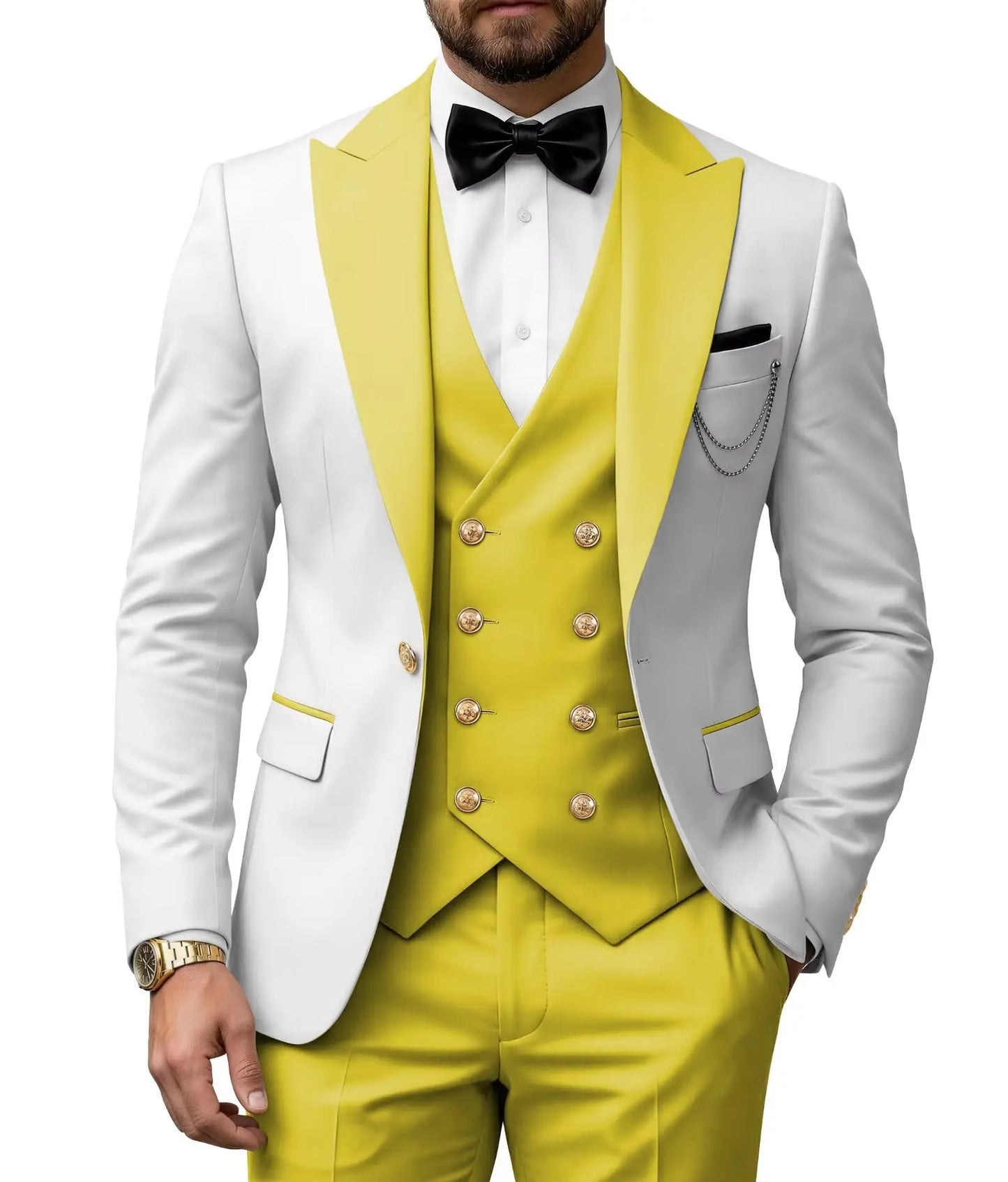 Men's 3 Piece Tuxedo Slim Fit for Men Tuxedo Suit Double Breasted  for Wedding Groom Business Tuxedos