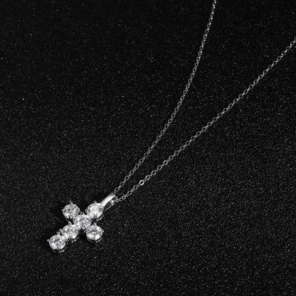 3ct D VVS1 Moissanite Cross Pendant Necklaces for Women Man Sparking Diamond with GRA 100% 925 Sterling Silver Necklace