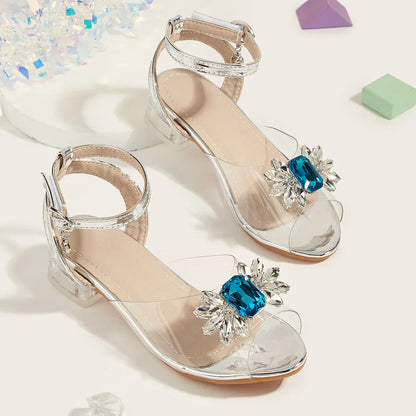New Children's Shoes Crystal High Heels Girls' Baby Rhinestone Princess Shoes Fashion Transparent Kid's Sandals