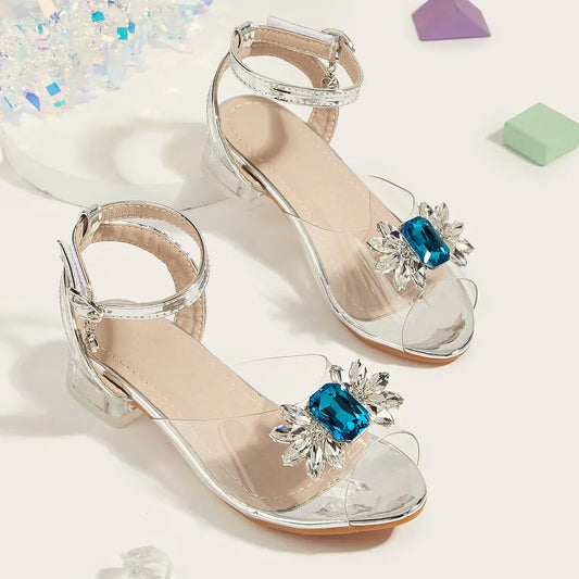 New Children's Shoes Crystal High Heels Girls' Baby Rhinestone Princess Shoes Fashion Transparent Kid's Sandals