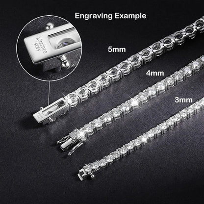 Hidden Spring Buckle Full Moissanite Tennis Bracelet D Color 2/2.5/3/4/5mm Lab Diamond Link Bracelets For Women Man Gift