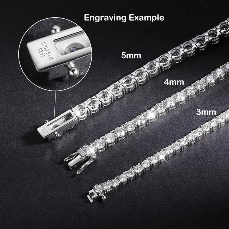 925 Sterling Silver Moissanite Bracelet 0.1ct 3mm D VVS1 Diamond with GRA for Women Sparkling Wedding Party Fine Jewelry