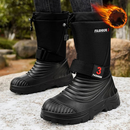 Men's New Snow Boots for Autumn and Winter, Fleece-Lined and Thickened, Cold-Proof, Outdoor Warm, Waterproof, Anti-Skiing, Hiking Boots