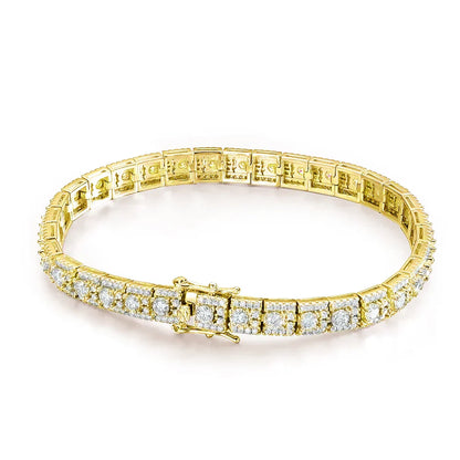 D VVS1 Moissanite Tennis Bracelet GRA Certified Lab Diamond 925 Sterling Silver 6mm Width Cuban Bracelets for Women Man