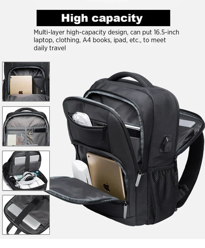 Travel Waterproof Backpack with USB Charging Port Fit 15.6 Inch Laptop Backpacks for Men and Women, Teenager School Bags