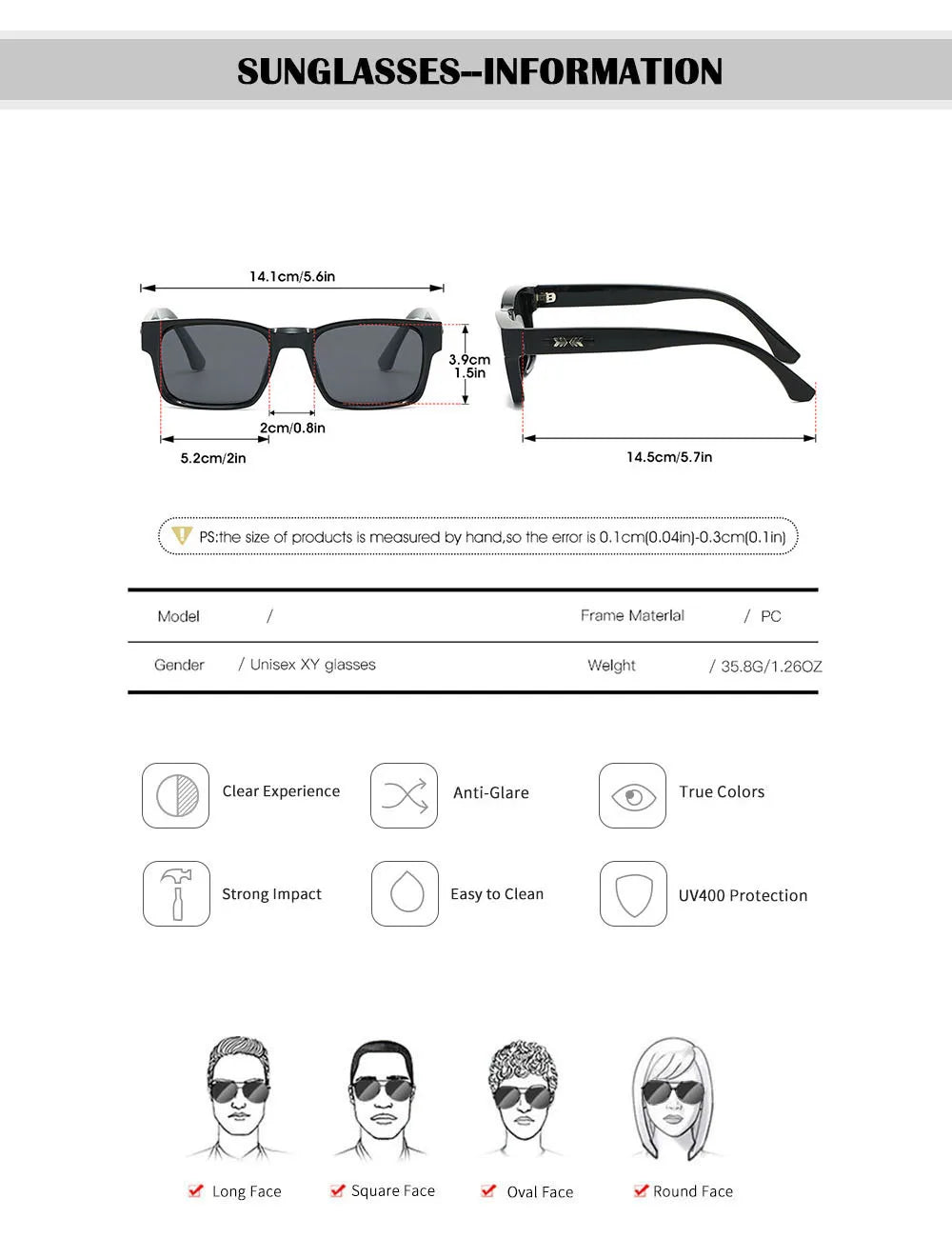Polarized Sunglass Men Vintage Sunscreen Square Sunglasses Women Trendy Fashion Glasses Gafas De Sol Hombre Lunette Soleil Femme