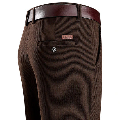 Mens Business Casual Pants Corduroy Suit Pants Autunn Formal Dress Pants Brown Navy Khaki 29-42