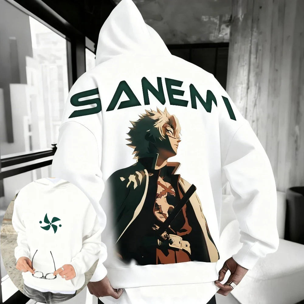 Demon Slayer: Kimetsu no Yaiba Men Hoodie Sweatshirt Sanemi Shinazugawa Anime Spring Autumn Boy Long-sleeved Parent-child Outfit