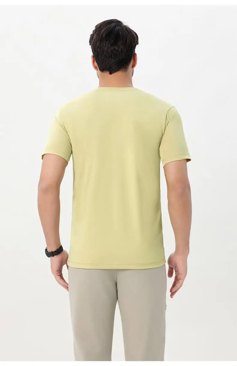 2026 Men Short Sleeves Running T-Shirts Quick Dry Sport T-Shirts Fitness Gym Running Shirts Breathable Round Collar Sportswear