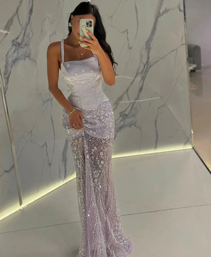 Luxury Crystal Evening Dress Strapless 2025 Elegant Off-Shoulder Wedding Party Gown Mermaid Dresses Customized