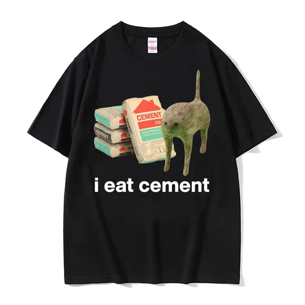 I Eat Solder Cursed Funny Cat Meme T Shirt Men Women's Clothing Fashion Casual T Shirts Summer High Quality Cotton T-shirts Tops