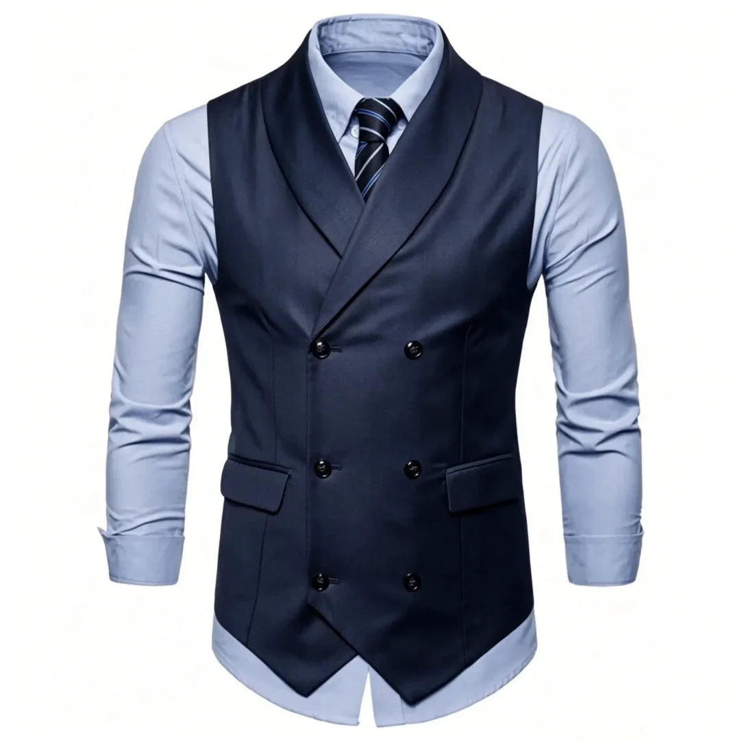 Men Vest White Solid Double Button With Lapel Waistcoat For Wedding Banquet Prom Business Office Work Casual Daily Men Suit Vest