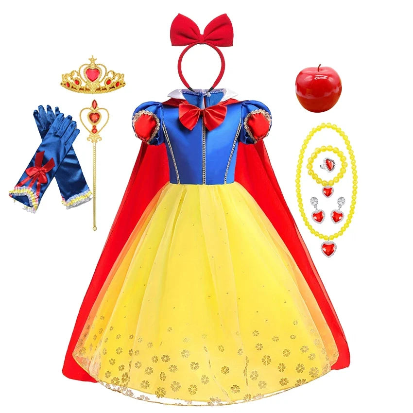 Girls Snow White Dress Kids Princess Dress Up Costumes Toddler Snow White And Huntsman Cosplay Clothing Birthday Party Outfits