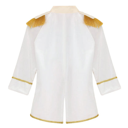 Little Boys Prince Cosplay Costume Long Sleeve Gold Fringe Braiding Velvet Tuxedo Tailcoat Royal Court Cosplay Jacket Dress Up
