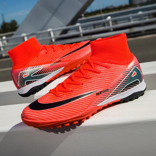 Kids Soccer Cleats for Boys and Girls Youth High-top Football Shoes Outdoor Athletic Turf Soccer Shoes