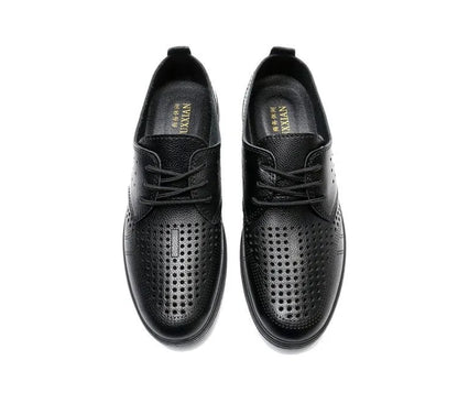 2026 Summer Men Sandals Business Casual Leather Hollow Out Shoes Breathable Soft Sole Clogs Fashion Comfortable Outdoor Slides