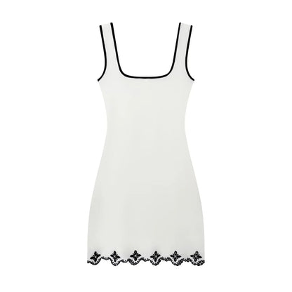European and American style 2025 winter new women's clothing artificial pearl embroidery sleeveless short dress