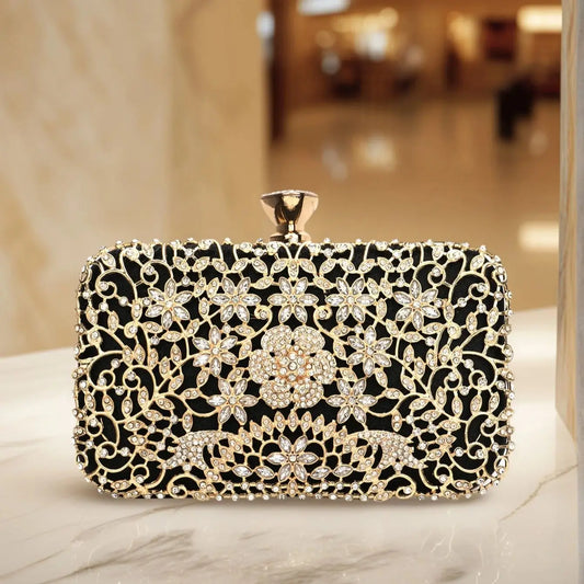 Hollow Out Style Diamonds Clutch Luxury Metal Rhinestones Evening Bags Flap Party Wedding Handbags Purse