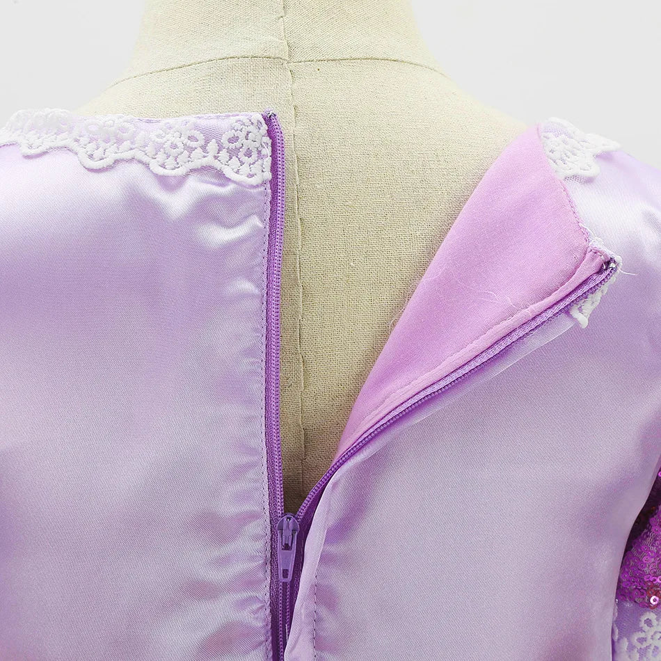 Girls Disney Rapunzel Dress Kids Tangled Disguise Carnival Girl Princess Costume Birthday Party Gown Outfit Clothes 2-10 Years