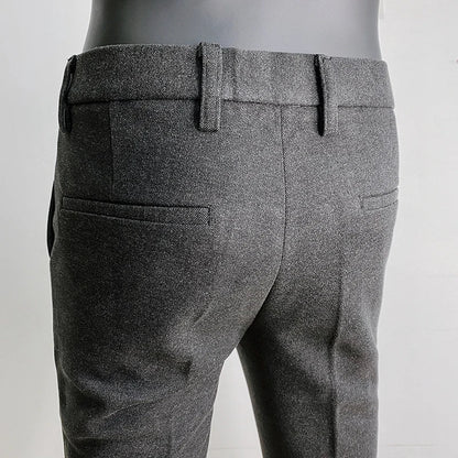 2025 Autumn Winter New Woolen Thickened Suit Pants High Quality Men Slim Fit Straight Formal Business Social Office Dress Pants