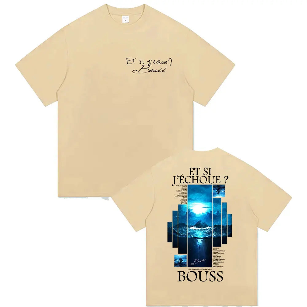 Rapper BOUSS ET SI J'ECHOUE ?  Tour 2025 Graphic T Shirt Men's Retro Hip Hop Short Sleeve T-shirts Pure Cotton Tshirt Streetwear