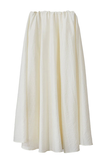 Minimalist New Summer Knee Length A-line Skirt Women Adjustable Drawstring Solid Color Commuting Style Loose Skirt 12522025