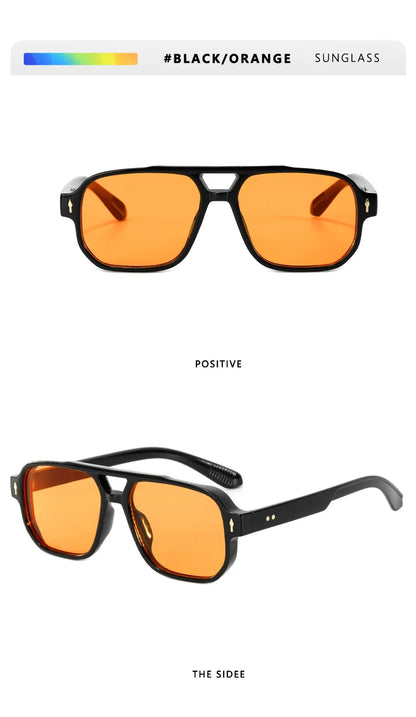 Square Sunglass Men Retro Vacation Yellow Sunglasses Women Trendy Vintage Fashion Glasses Luxury Gafas De Sol Hombre Zonnebril