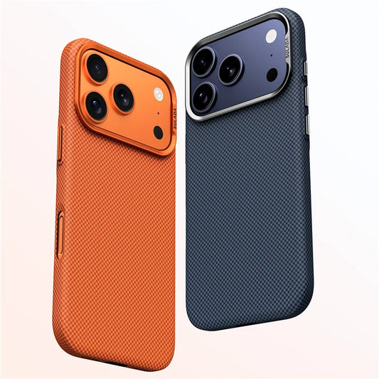 Luxury Plaid Texture Metal Lens For Magsafe Case For iPhone 17Pro 16Pro 17 17Pro Max Ultrathin Matte Shockproof Hard PC Cover