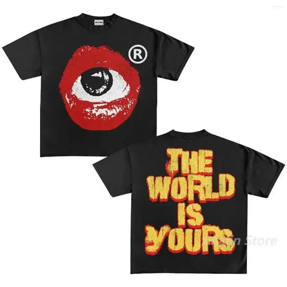 Retro Trend Portrait Print Short Sleeve T-Shirt Y2k Gothic Harajuku Men's T-Shirt Hip Hop Couple Casual Loose T Shirt Summer Top