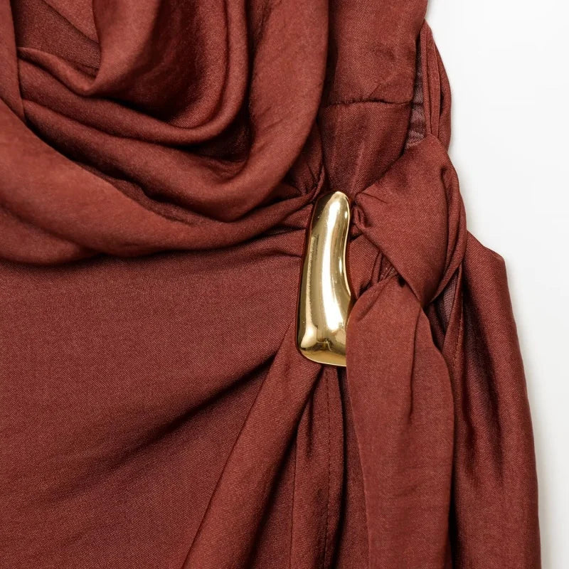 sexy Dress for Women Fashion Summer New Sleeveless Backless brown Hanging neck collar Chic Female Evening Dresses Mujer