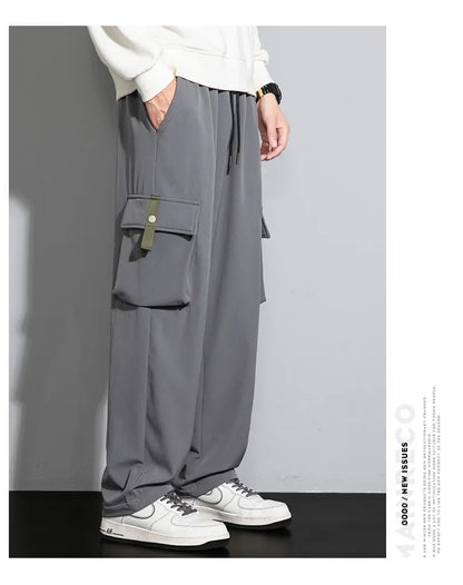 2026 Cargo Pants Men Straight Fit Wide Leg Fleece Lined Trouser Male Winter Fashion Loose Baggy Large Plus Size Warm Streetwear