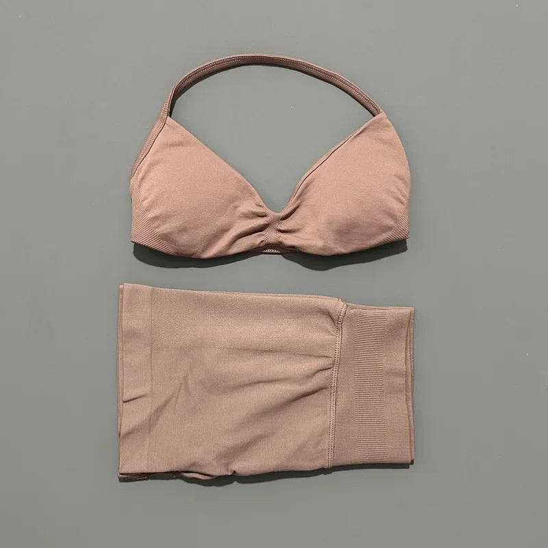 2PCS HISTELLO Seamless Gym Yoga Set Push Up Bra Scrunch Butt Lift Leggings Body Shaping Breathable Comfort Yoga Women Wear