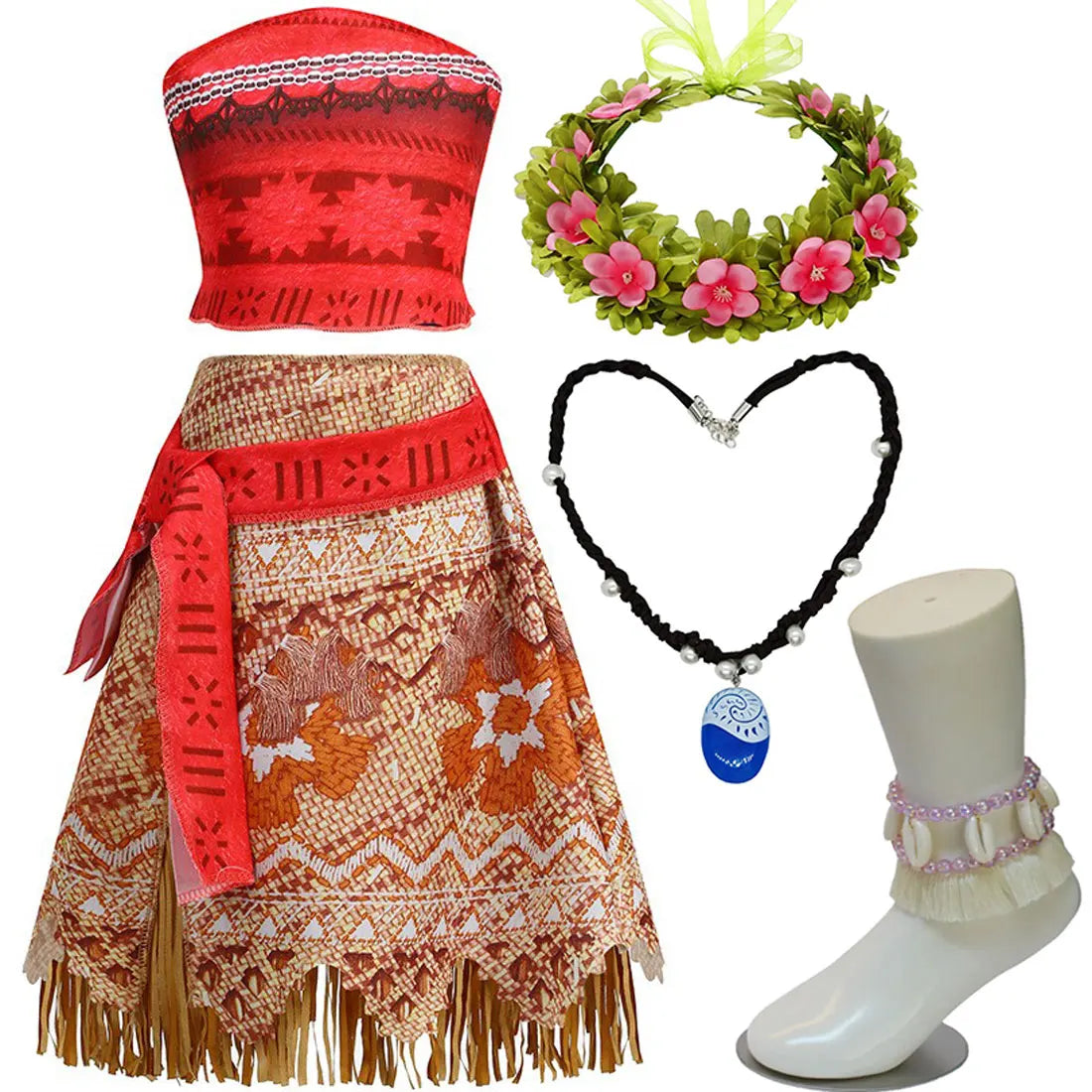NEW Moana Episode 2 Movie Costume Princess Vaiana Role Play Dress Girls Carnival Outfit Toddler Polynesian Beach Dress