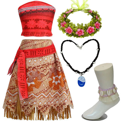 NEW Moana Episode 2 Movie Costume Princess Vaiana Role Play Dress Girls Carnival Outfit Toddler Polynesian Beach Dress