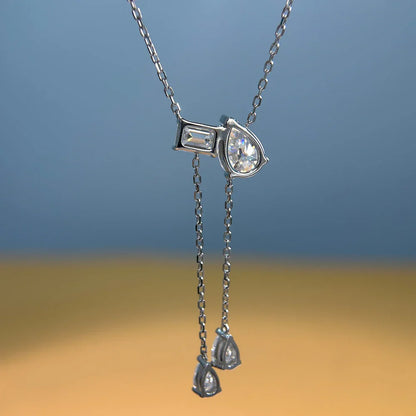 4cttw Emerald Pear Cut Moissanite Pendant Necklace for Women Sparkling Multi Stone Pendant S925 Silver Wedding Party Jewelry