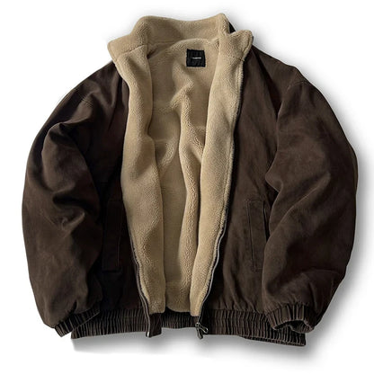Japanese Vintage Polar Fleece Jacket Men Winter High Quality Thick Jacket Korean Streetwear Loose Couple Trendy Warm Coat Male
