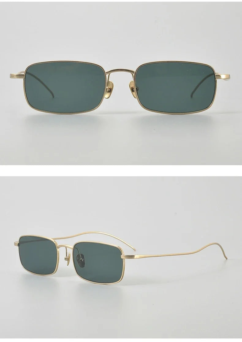 Top Quality Pure Titanium UV400 Protection Small Square Women Sunglasses Brand Ultra-light Rectangular Man Sun Glasses Eyewear