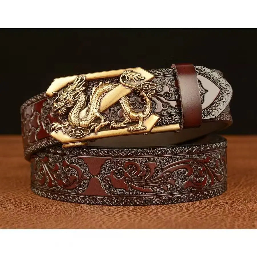 New Retro Fashion Business Men's Belt Western Automatic Buckle Cowboy Casual Style Luxury Brand Punk Belt Men